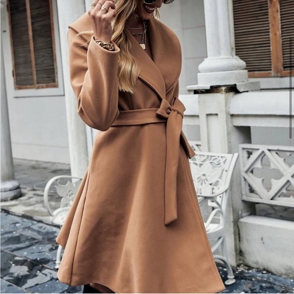 Double Button Belted Overcoat carmel - Picture 5 of 6